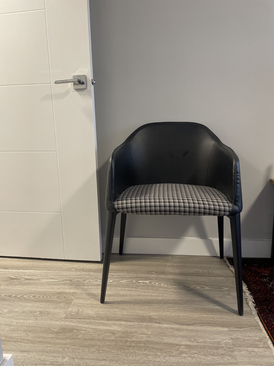 Black and Grey Chair with leather back - 1 piece