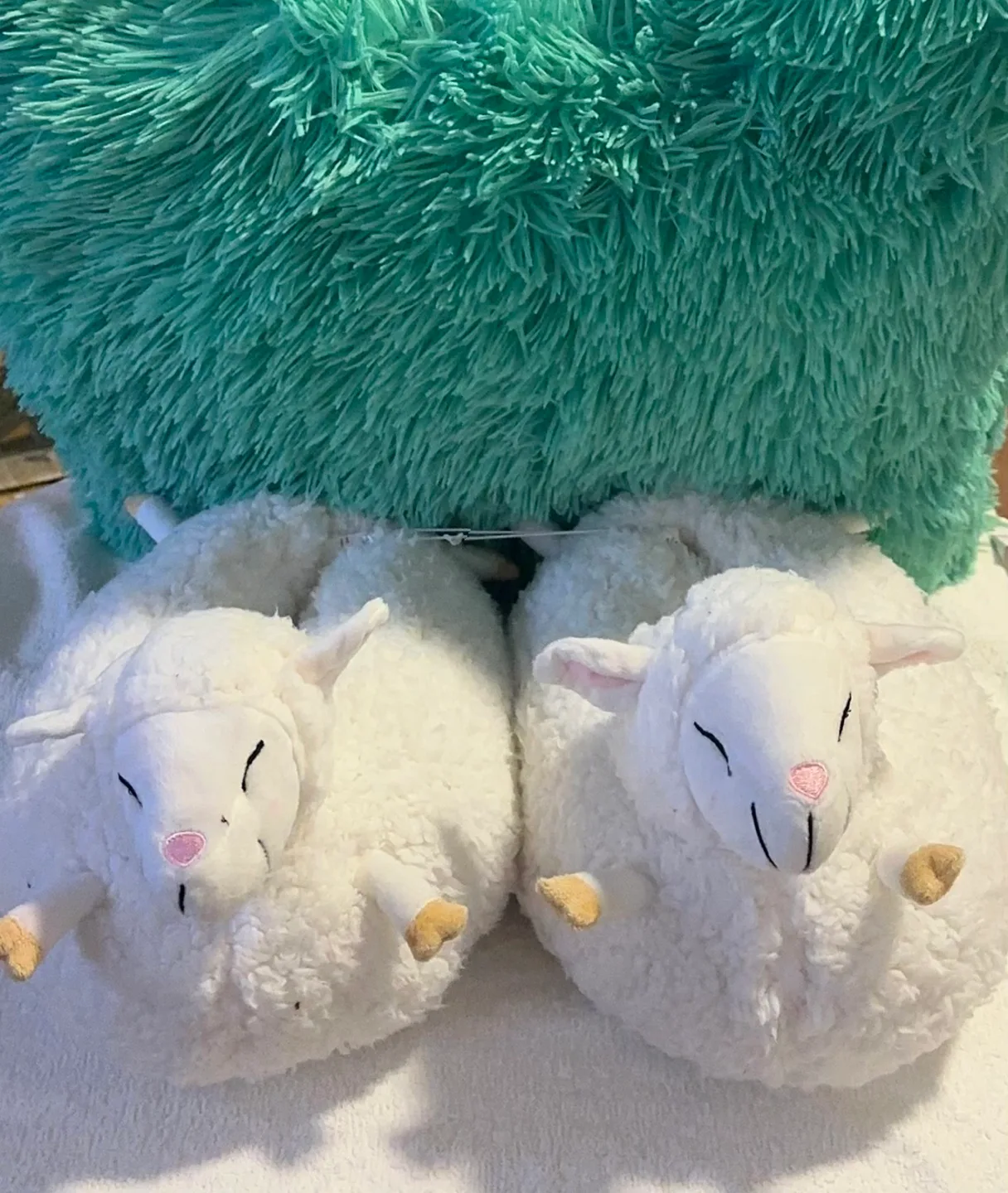 BED SLIPPERS White Plush Lamb ($45) thumbnail