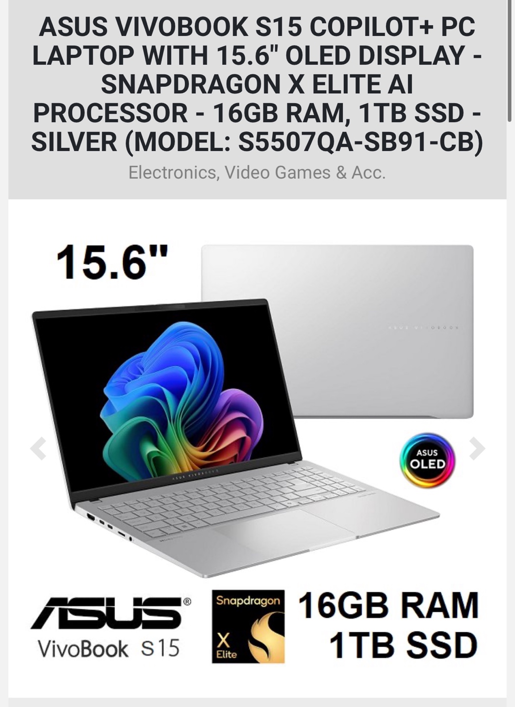 ASUS VivoBook S15 Copilot+ Laptop