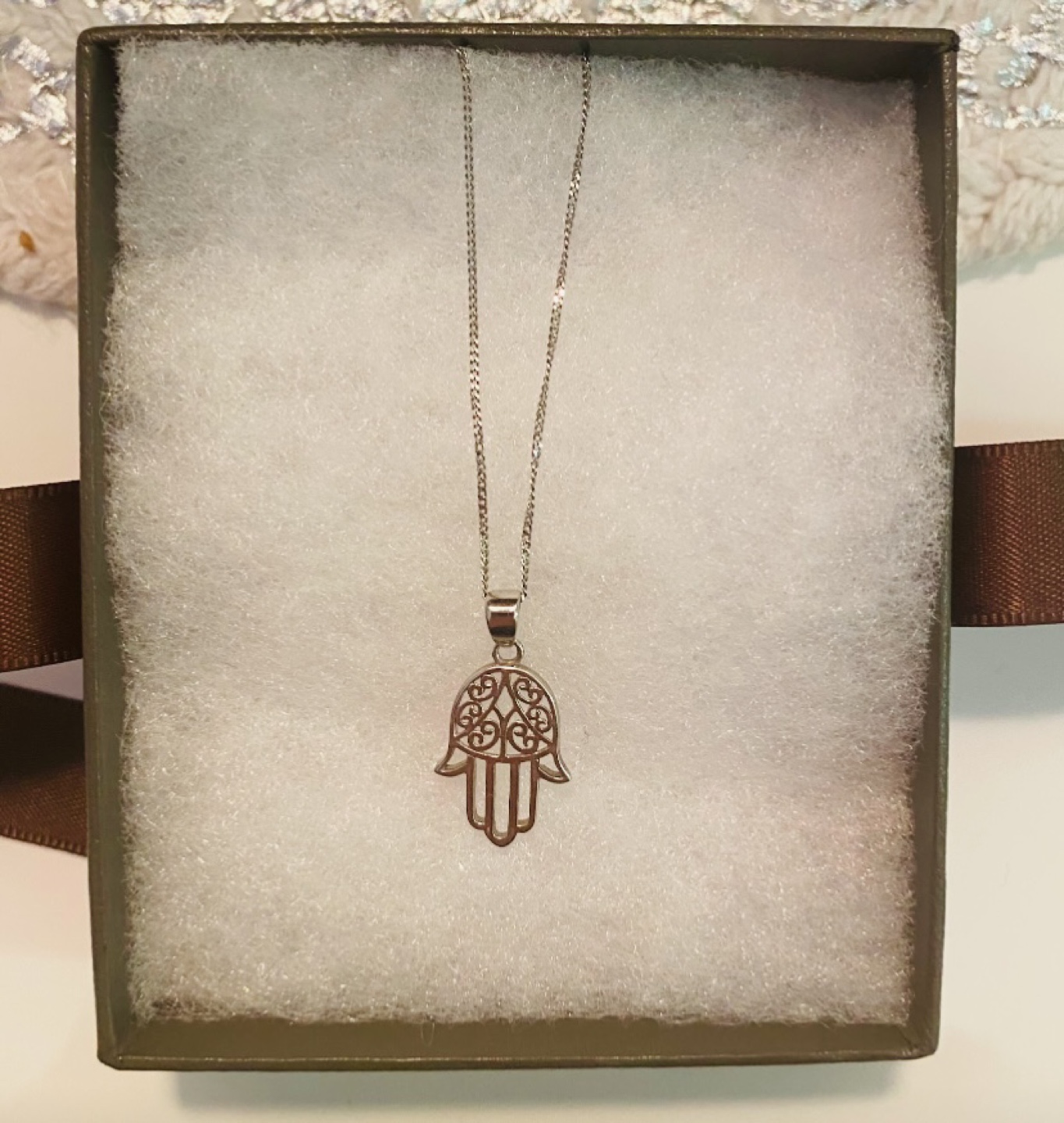 Sterling Silver Hamsa Necklace 18”-NEW