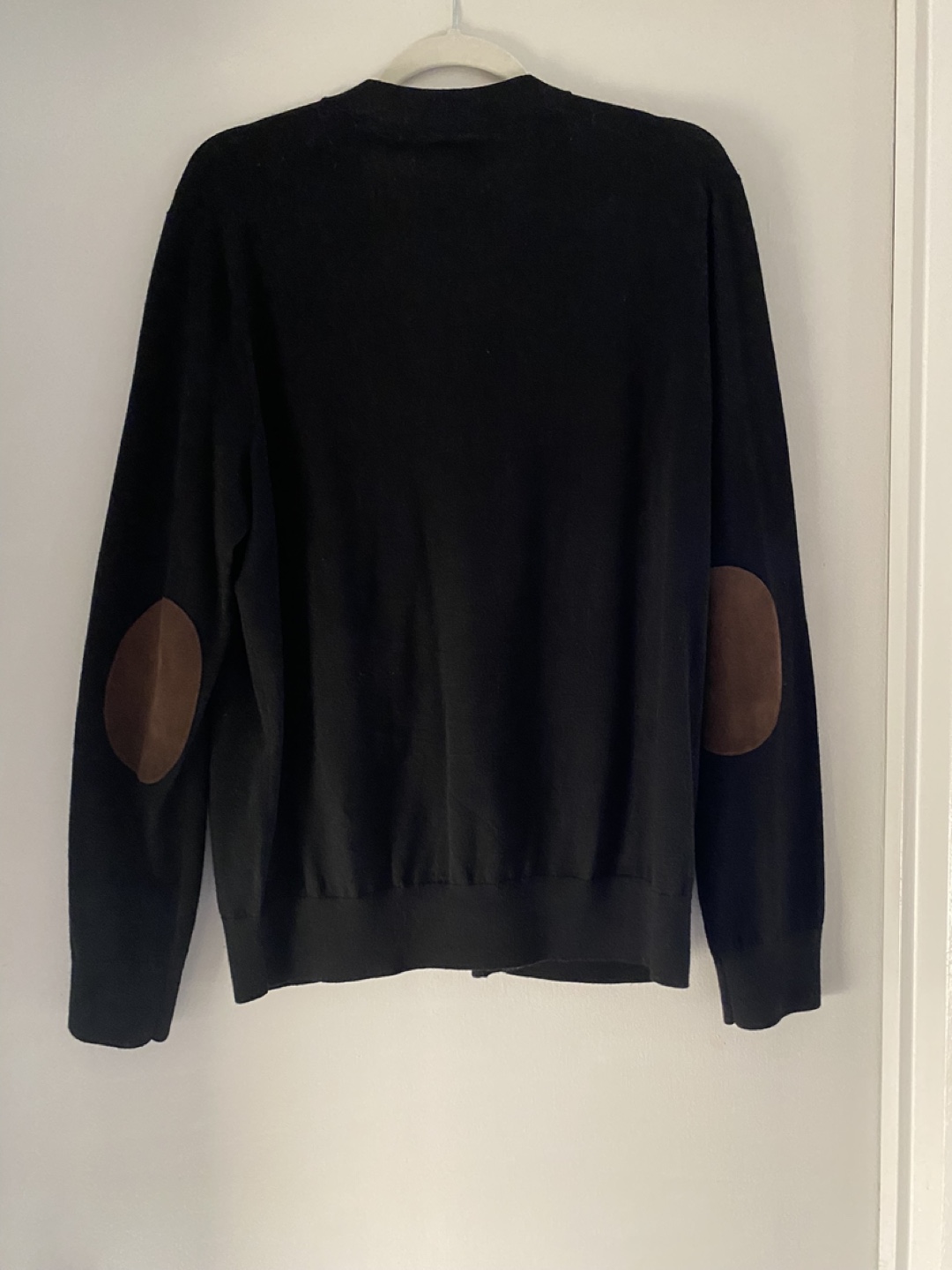 Polo Ralph Lauren Black Cardigan with Suede Elbow Patches-NEW - photo 3