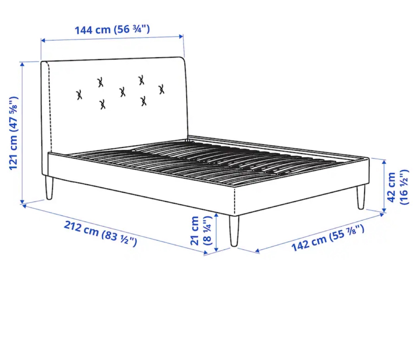 IKEA upholstered Full/double Bed Frame - photo 2