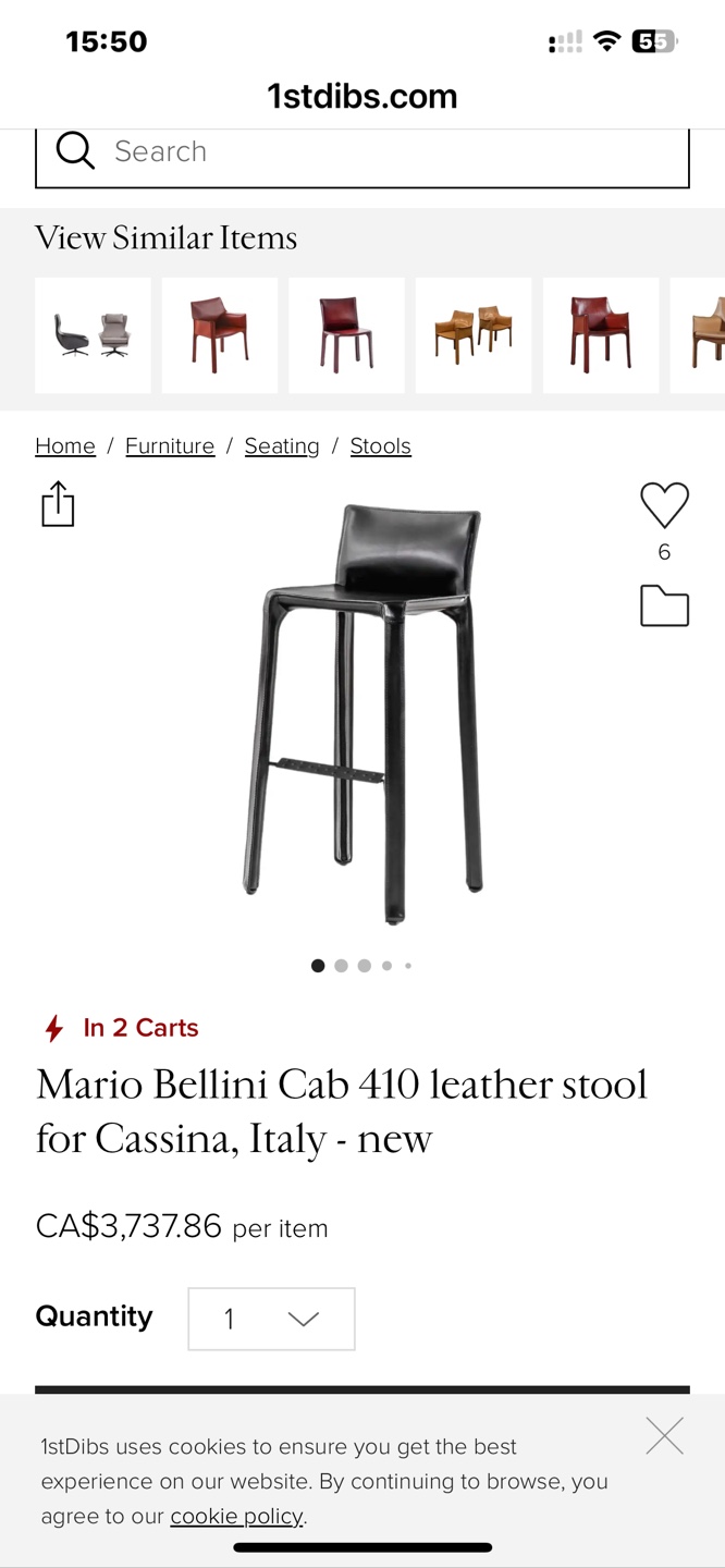 Cassina （Italy）Mario Bellini Cab 410 Leather Stool for Cassina - photo 2