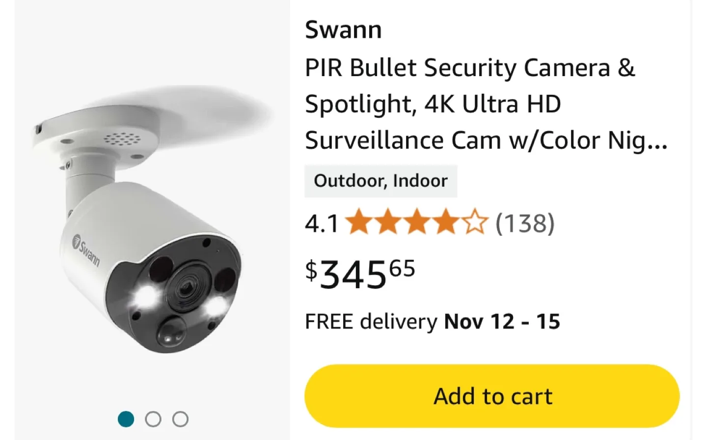 Swann 4K Bullet Security Camera with Spotlight image indicator(2)