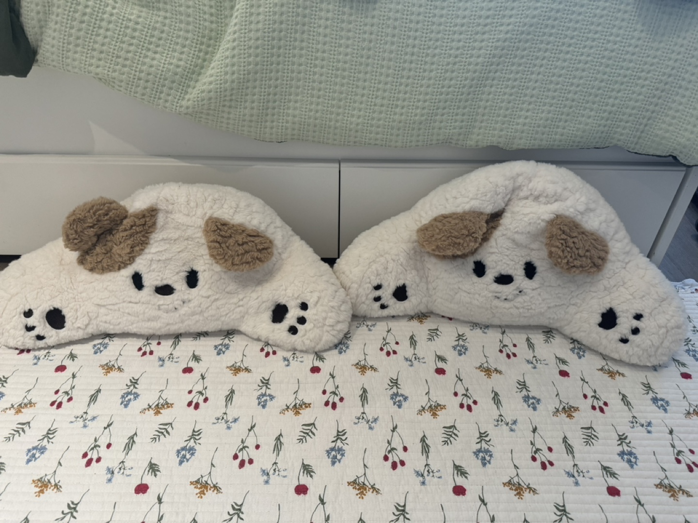 Two Plush Puppy Shaped Pillows