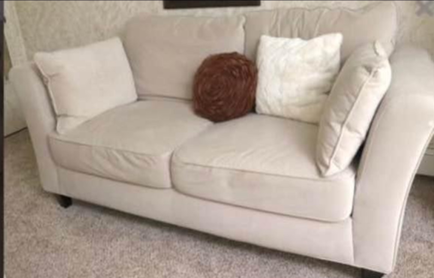 Beige Sofa and Loveseat
