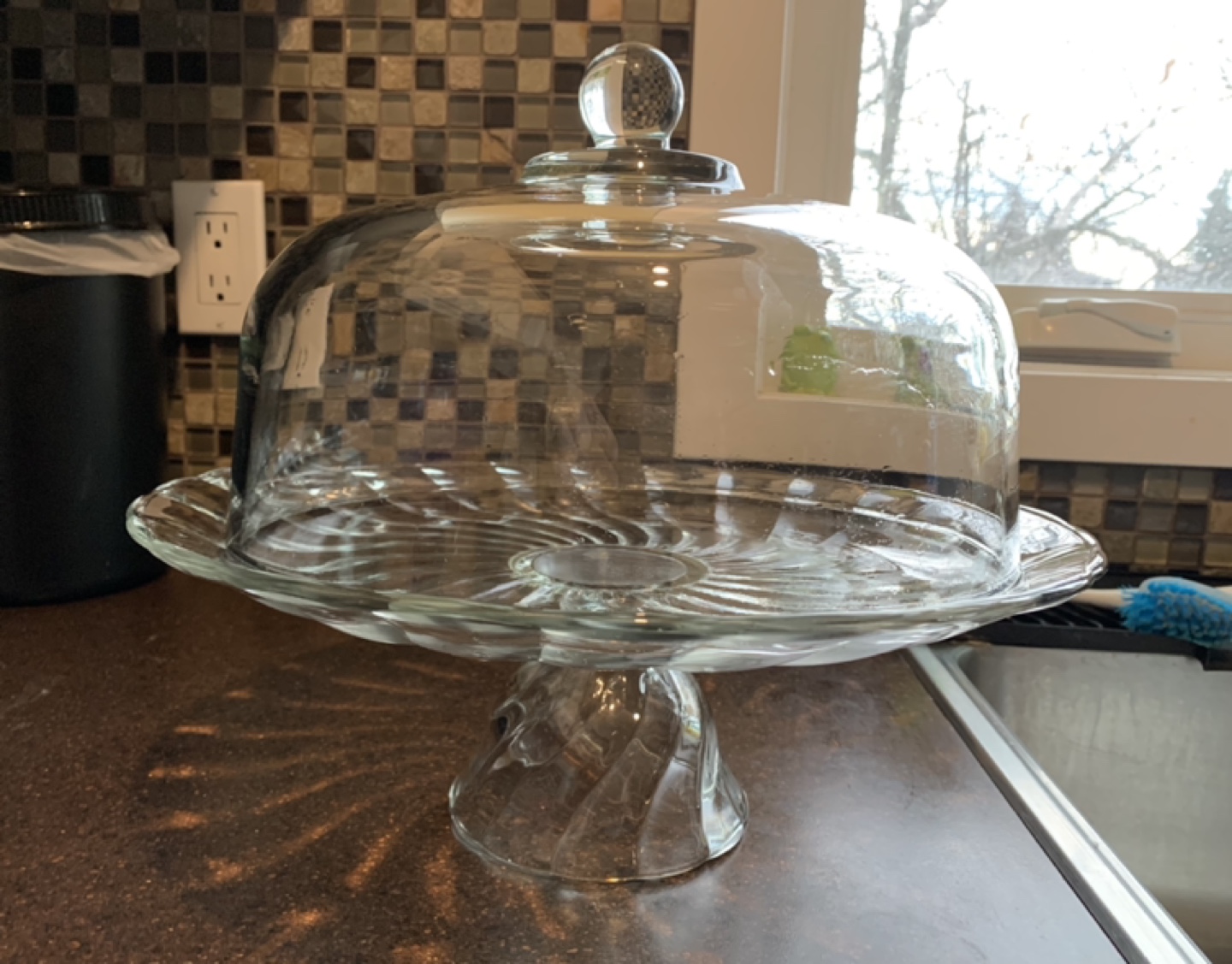 Glass Cake Stand with Dome - photo 2