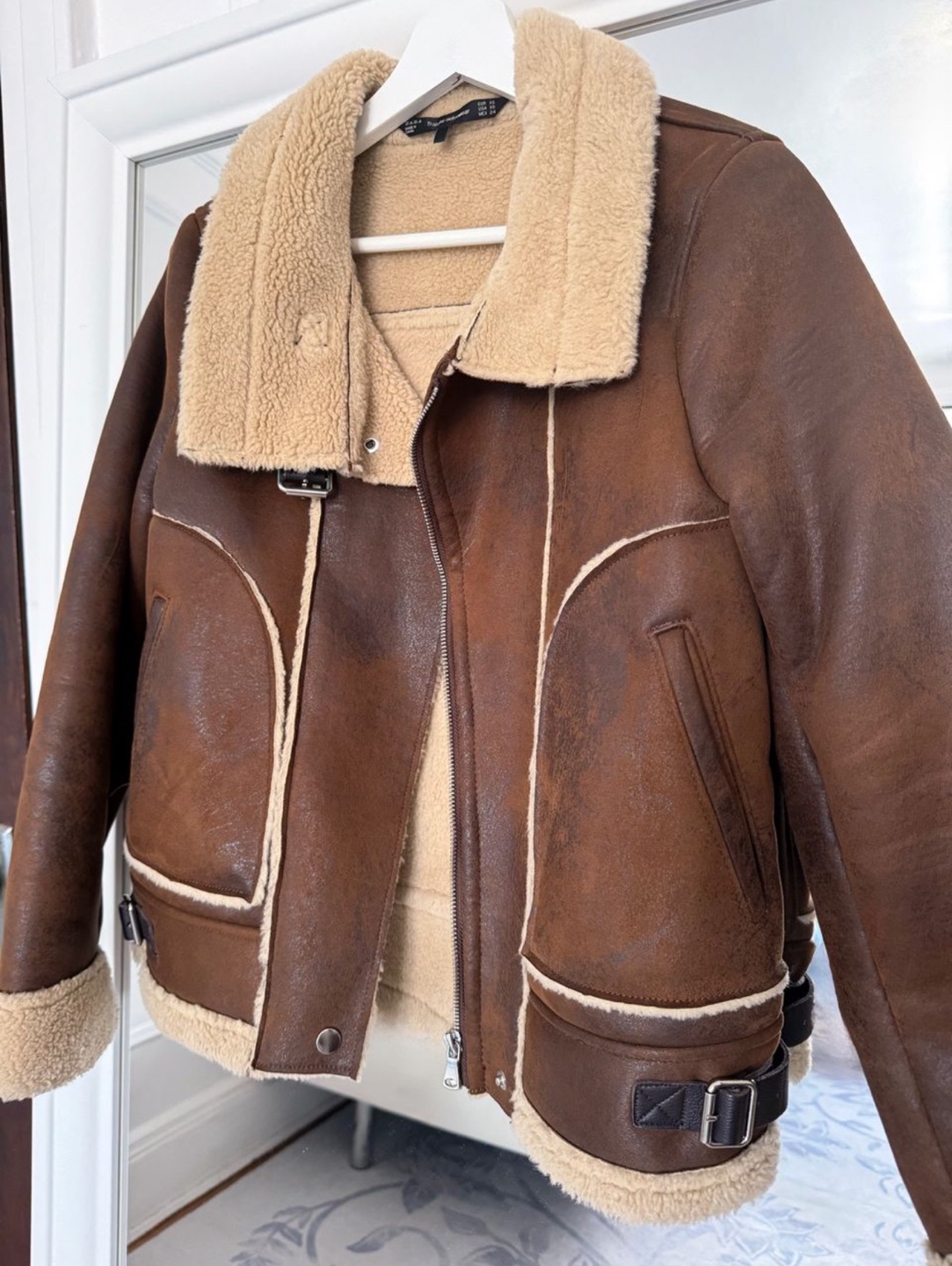 Zara Brown Faux Fur Aviator Jacket - photo 2