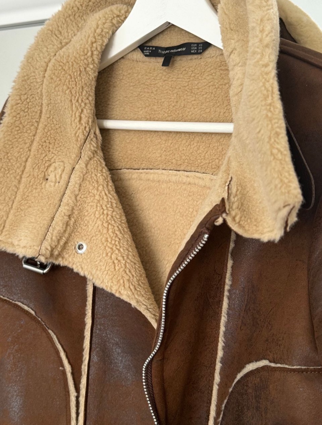Zara Brown Faux Fur Aviator Jacket - photo 5