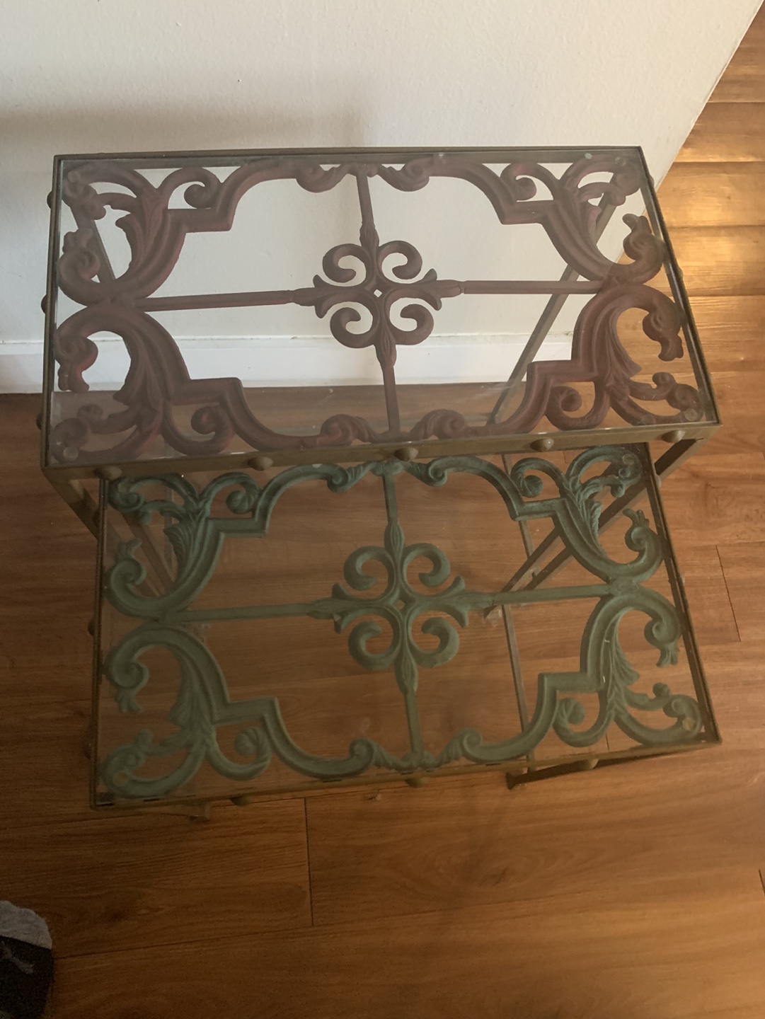 Set of 2 Glass Top Accent Tables