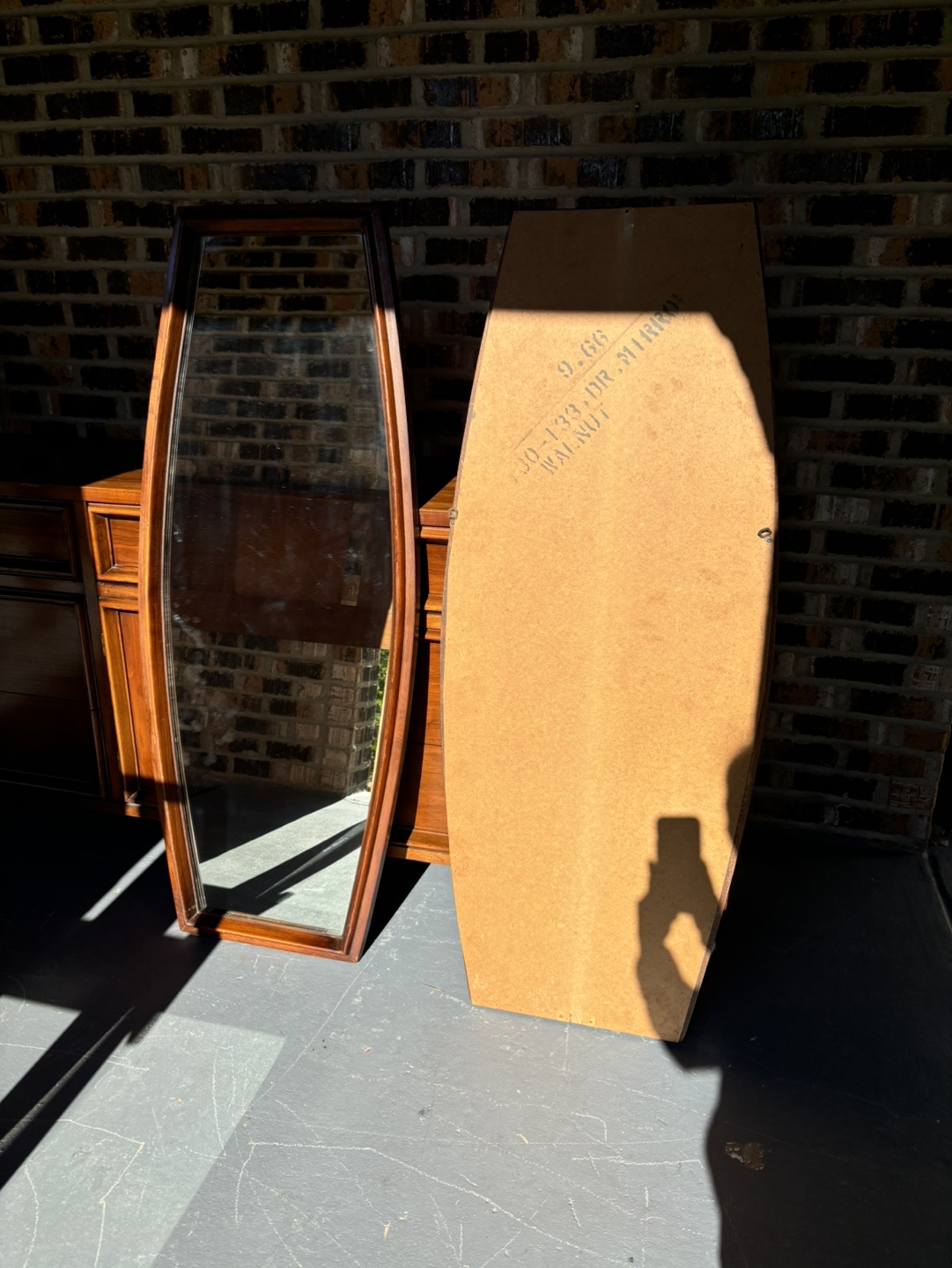 Pair of Vintage Mid Century Modern Walnut Mirrors - photo 2