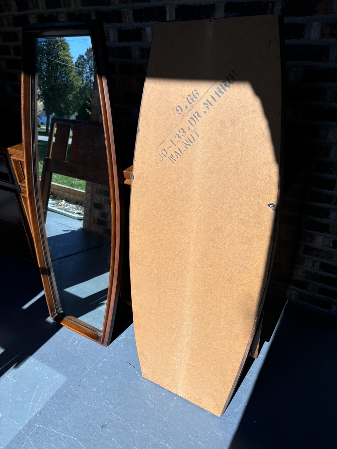Pair of Vintage Mid Century Modern Walnut Mirrors - photo 4