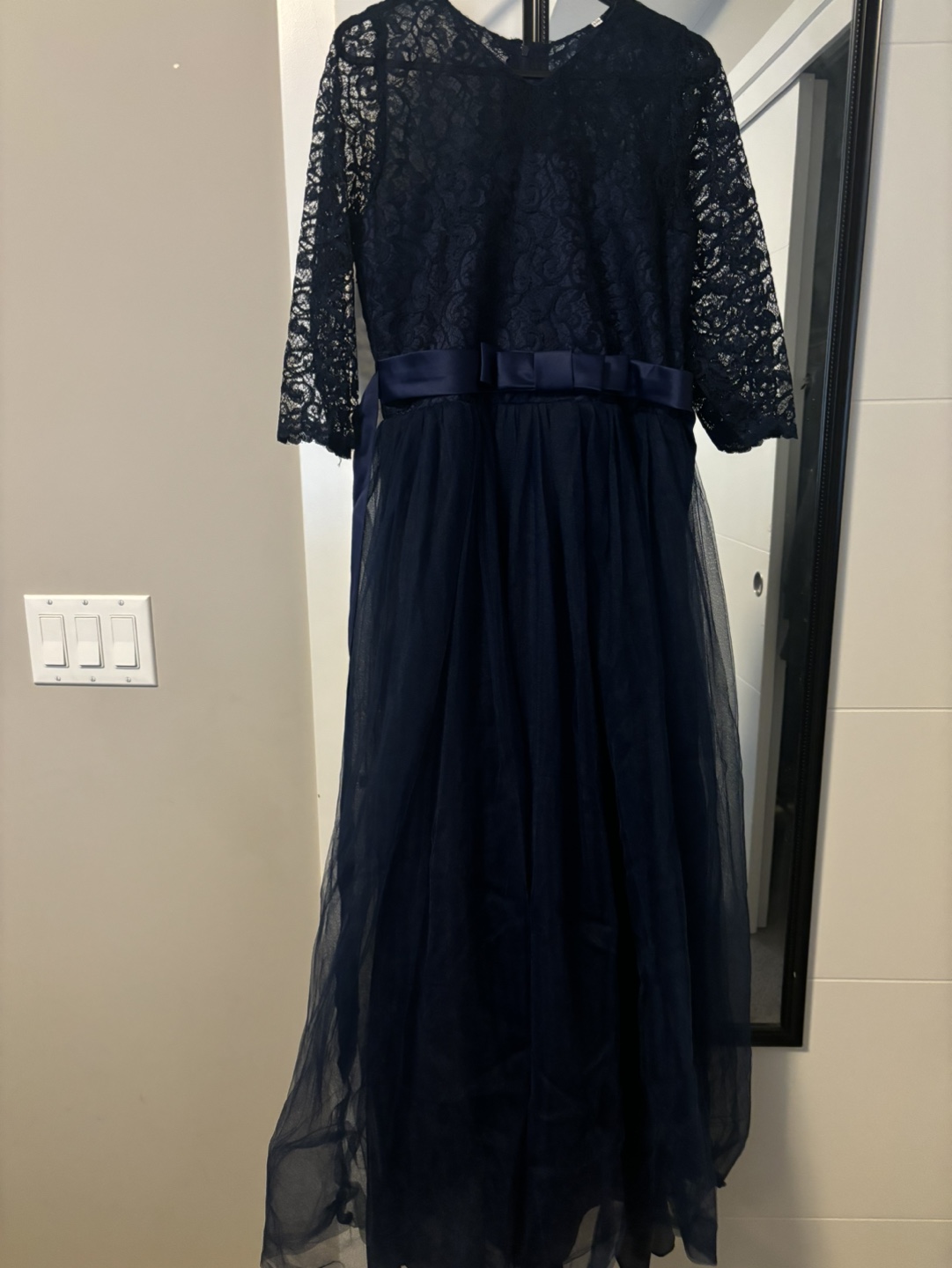 Navy Blue Lace and Tulle Dress