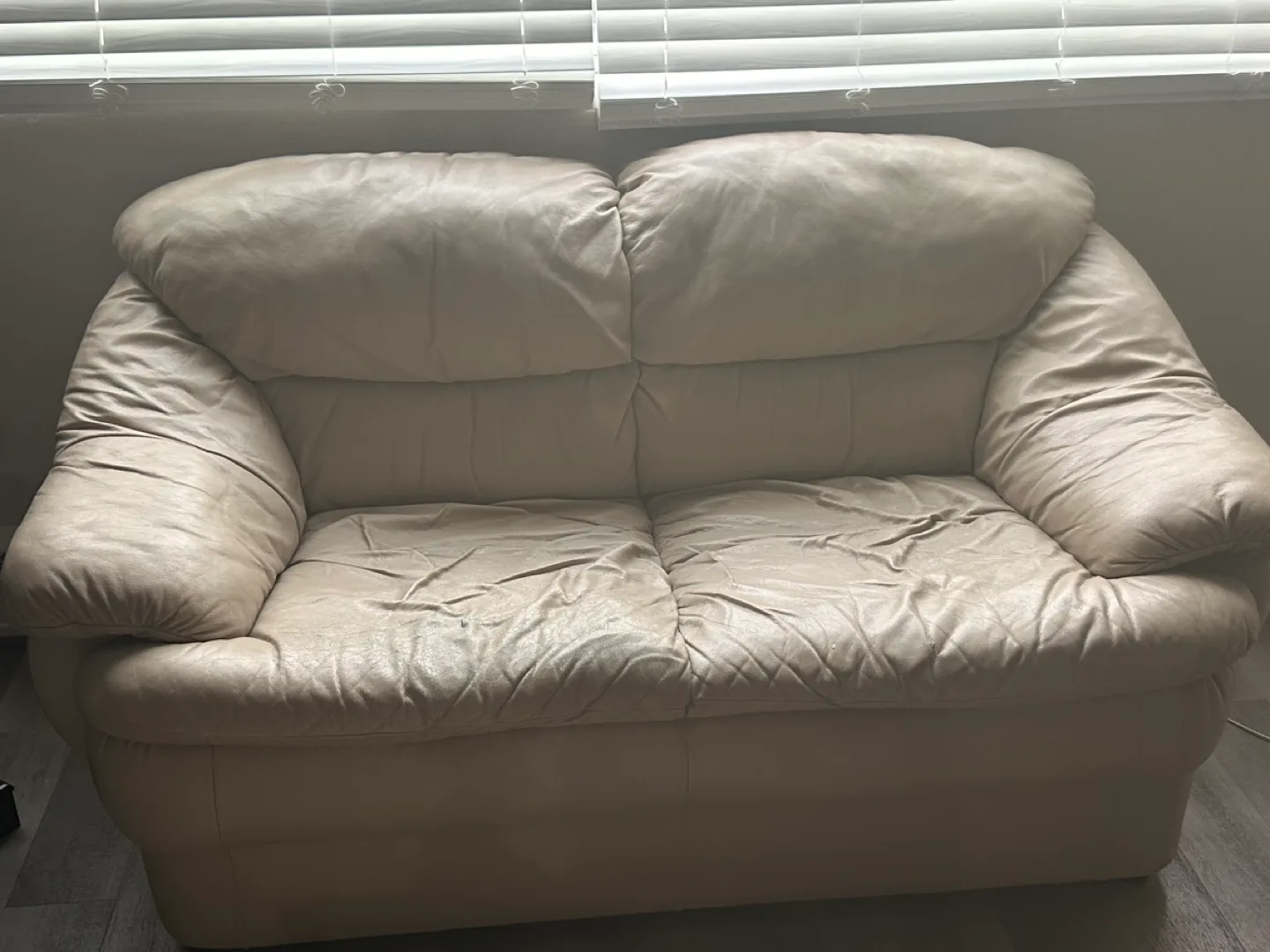 Cream Leather Loveseat for free thumbnail