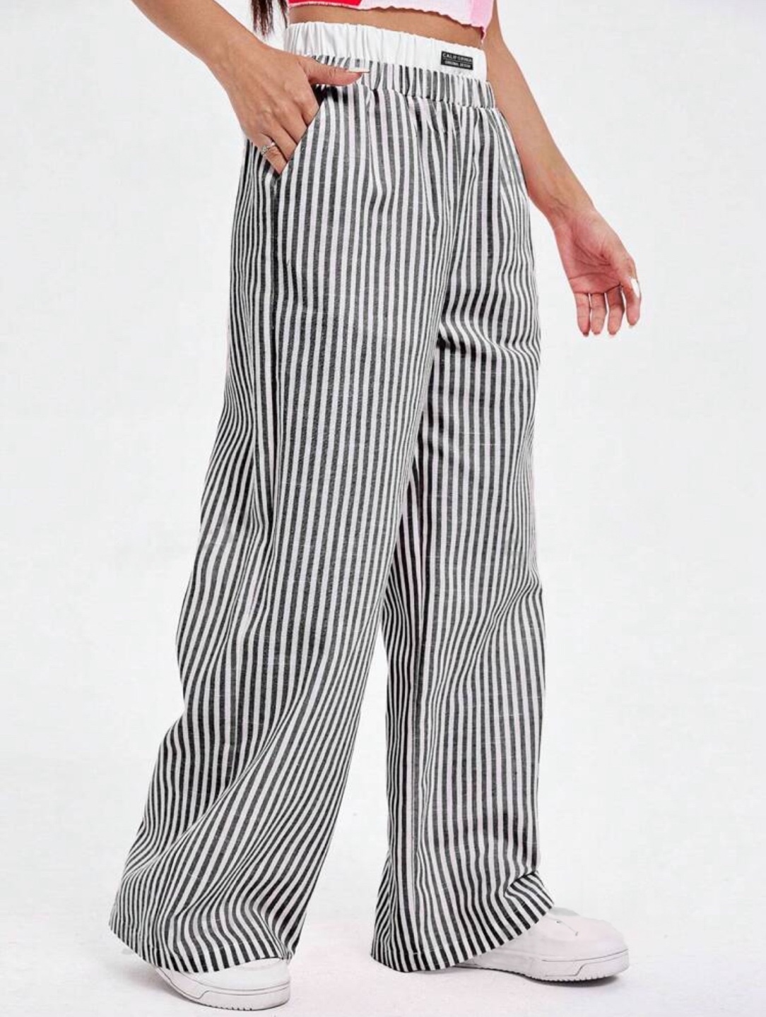 Black and White Striped Wide Leg Pants - photo 2