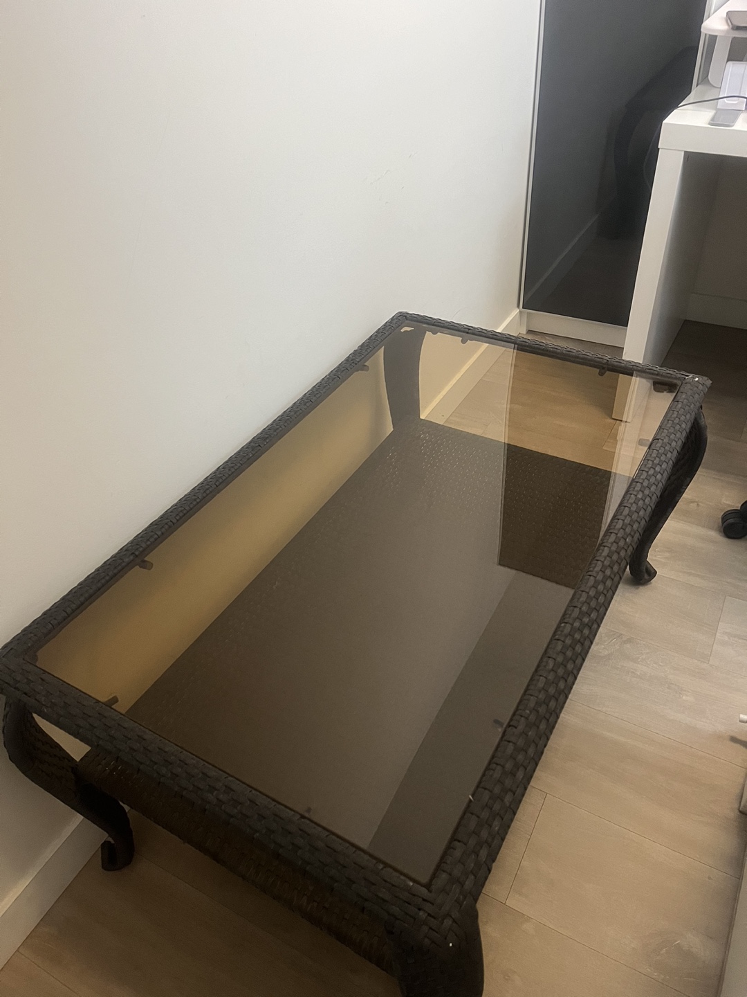 Wicker Coffee Table with Glass Top - photo 2
