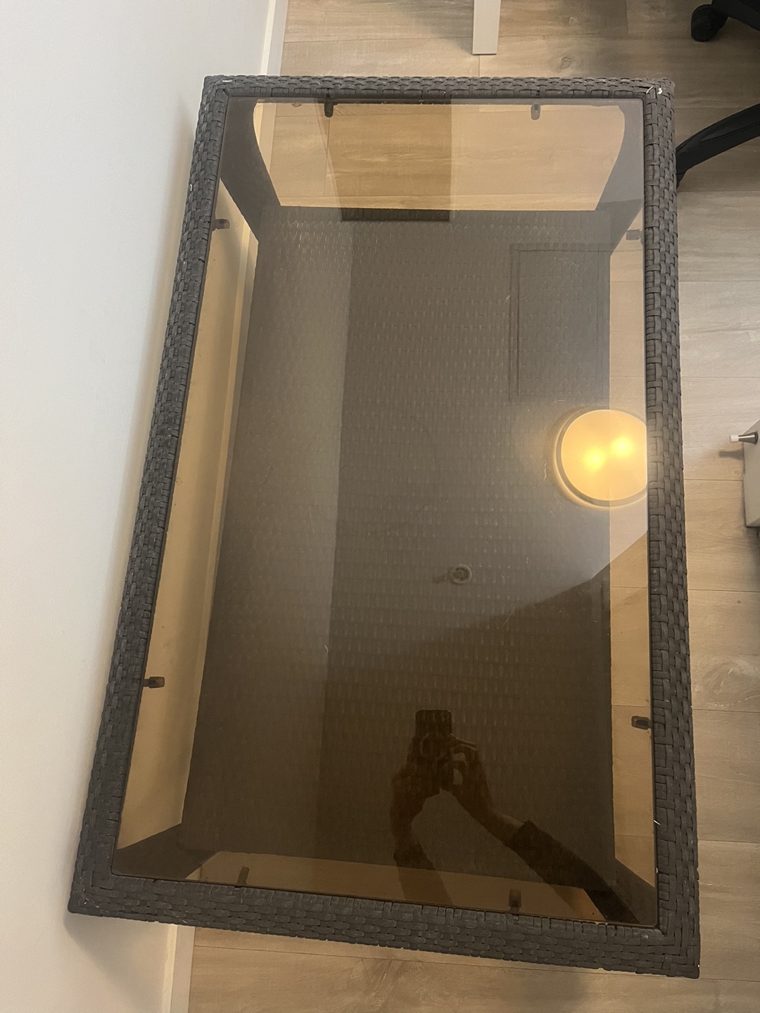 Wicker Coffee Table with Glass Top - photo 3