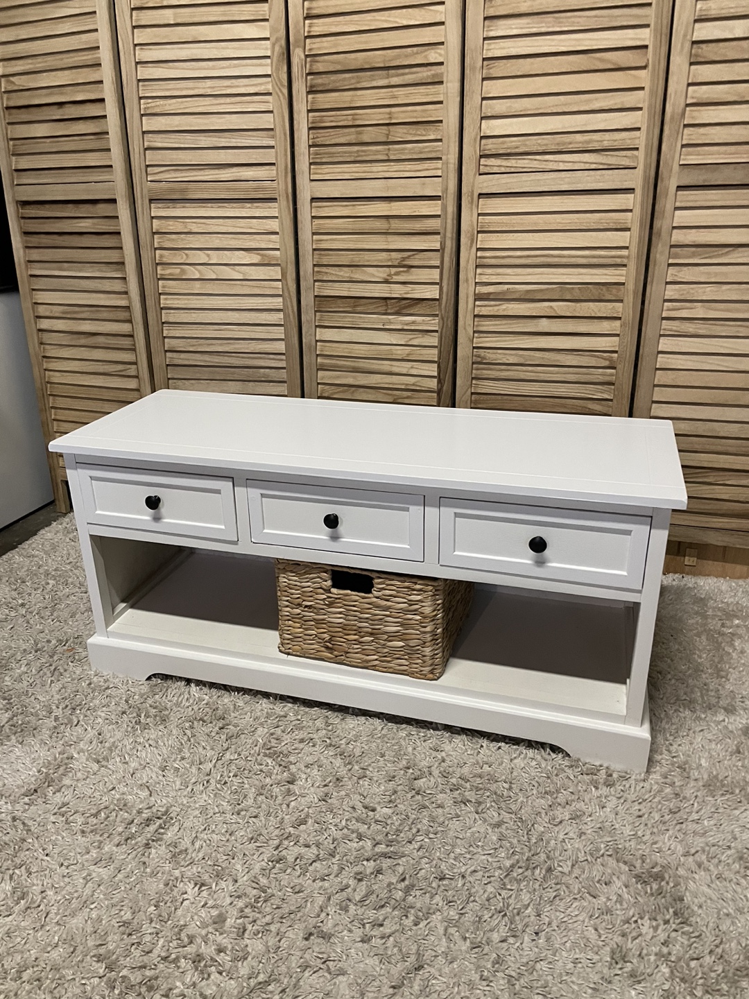 White Entryway Bench with Drawers - photo 3
