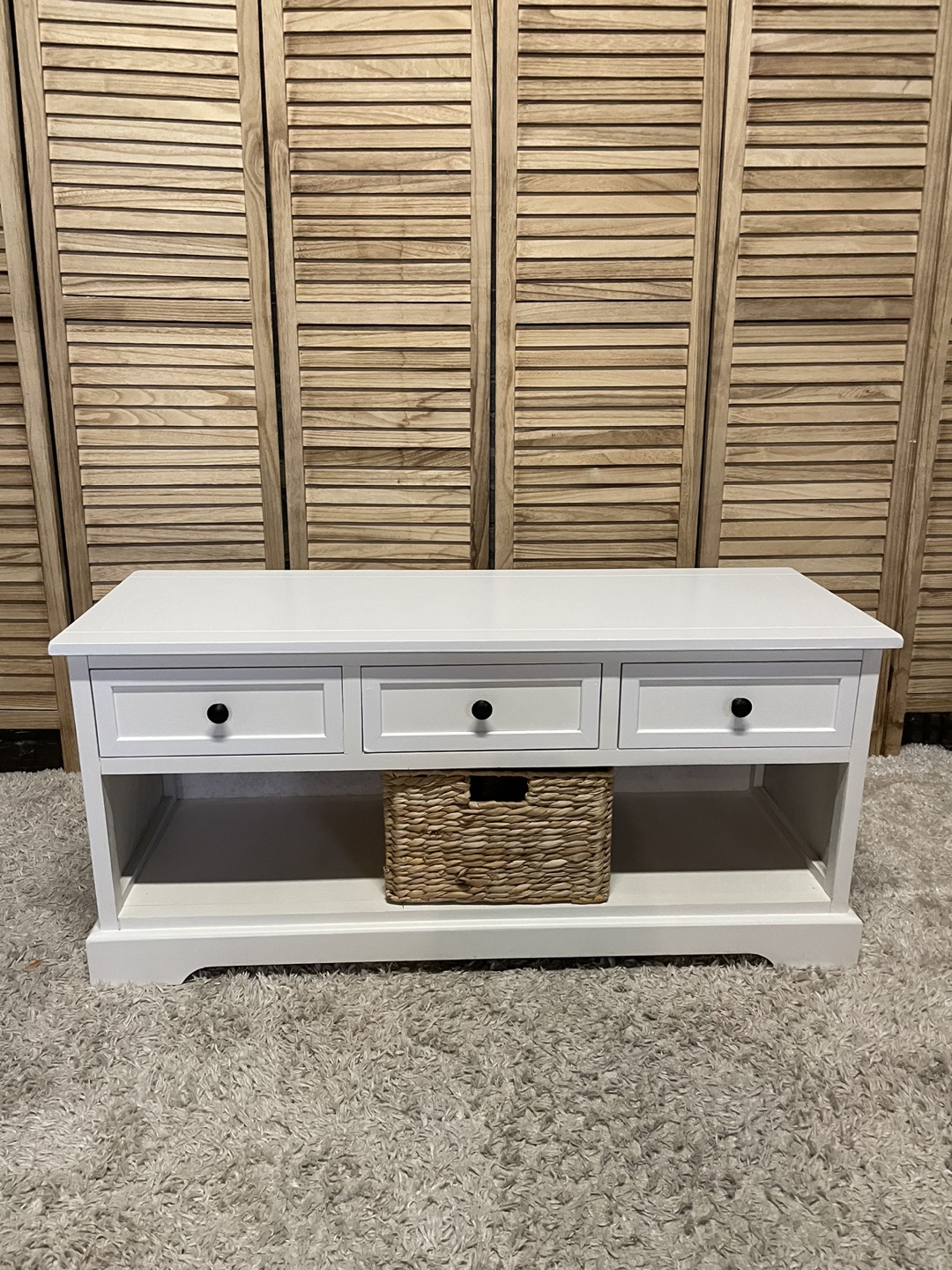 White Entryway Bench with Drawers