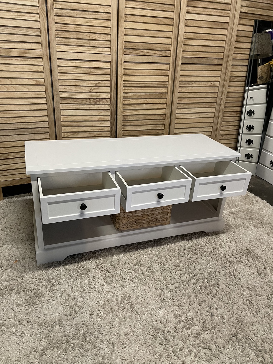 White Entryway Bench with Drawers - photo 5