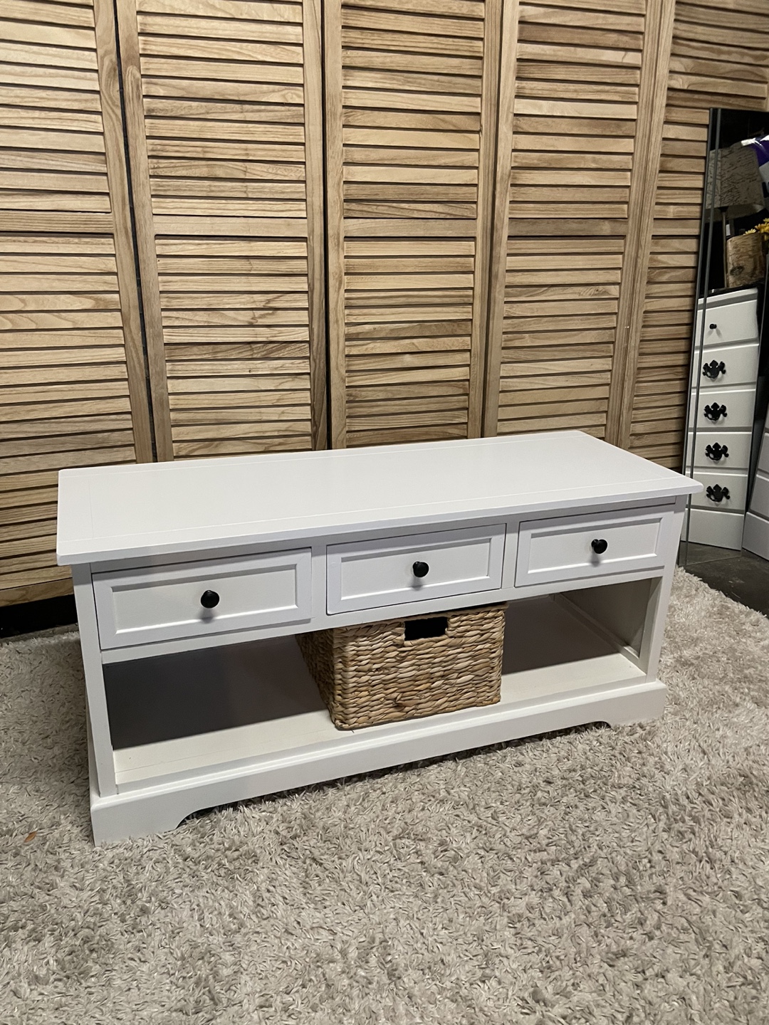 White Entryway Bench with Drawers - photo 2