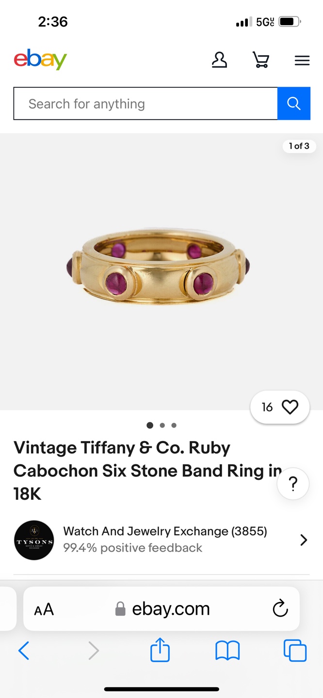 Vintage Tiffany & Co. Ruby Cabochon Six Stone Band Ring in 18K - photo 5