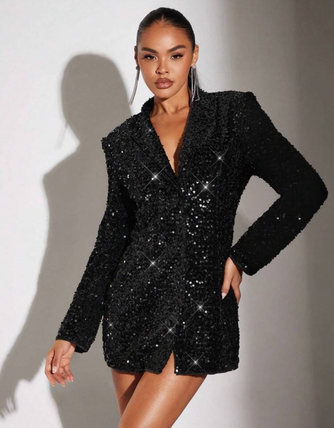 Black Sequin Blazer Dress