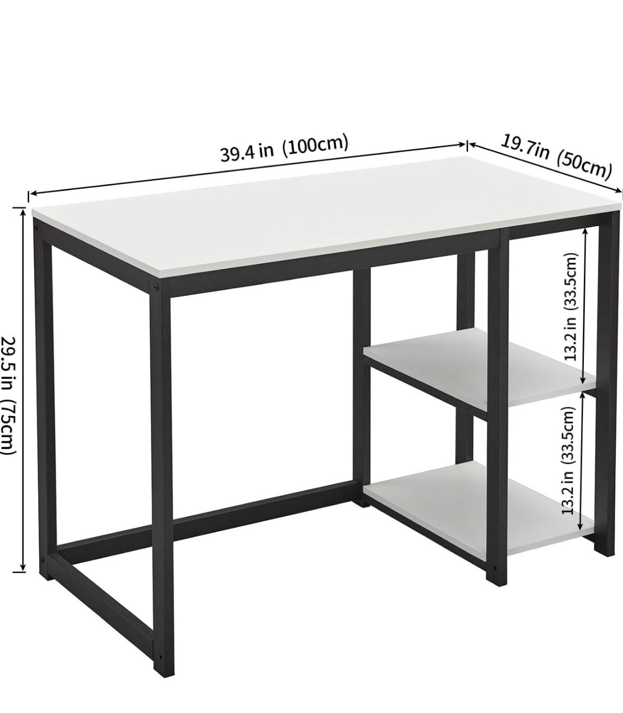 White Computer Desk with Shelf