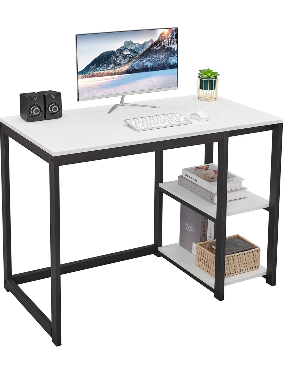 White Computer Desk with Shelf - photo 2