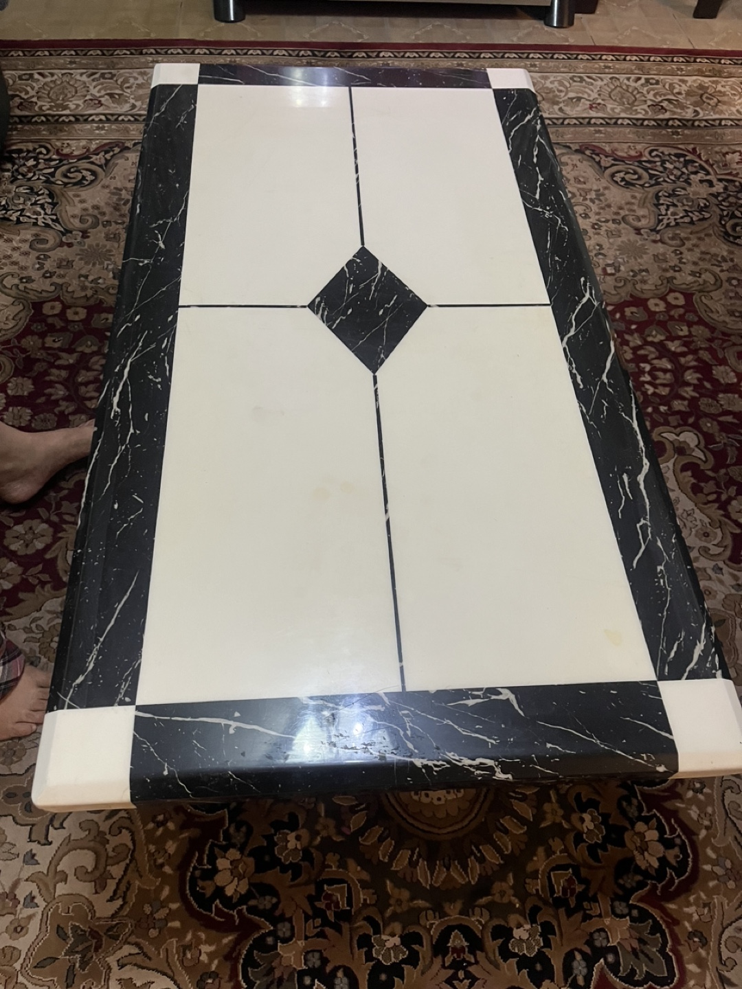 Black and White Marble Coffee Table with Iron Legs - photo 4