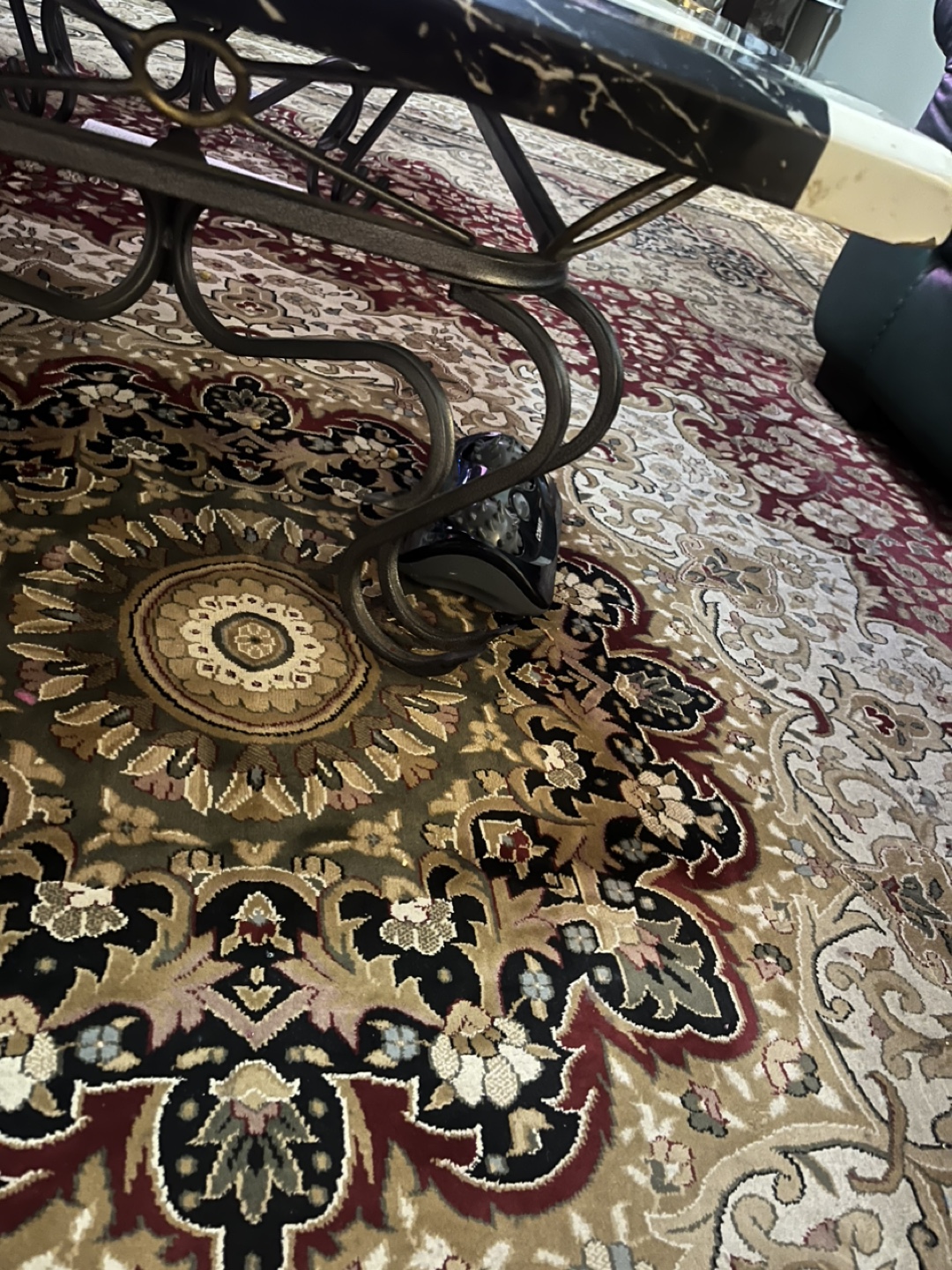 Black and White Marble Coffee Table with Iron Legs - photo 5
