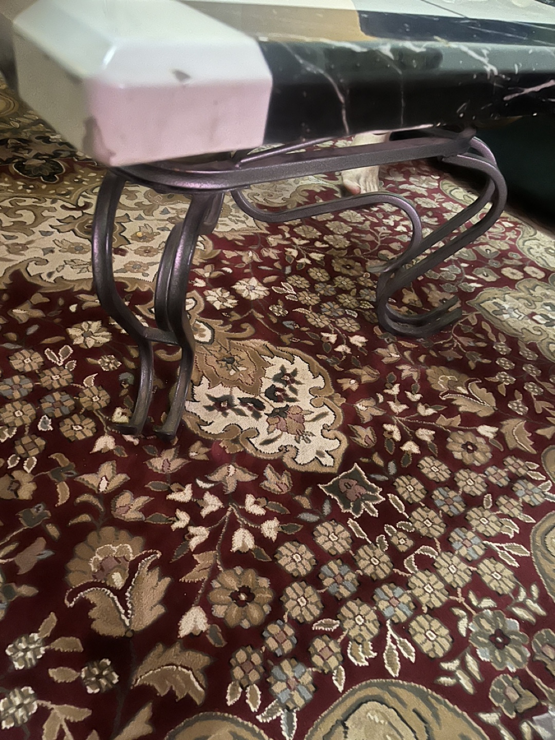 Black and White Marble Coffee Table with Iron Legs - photo 2