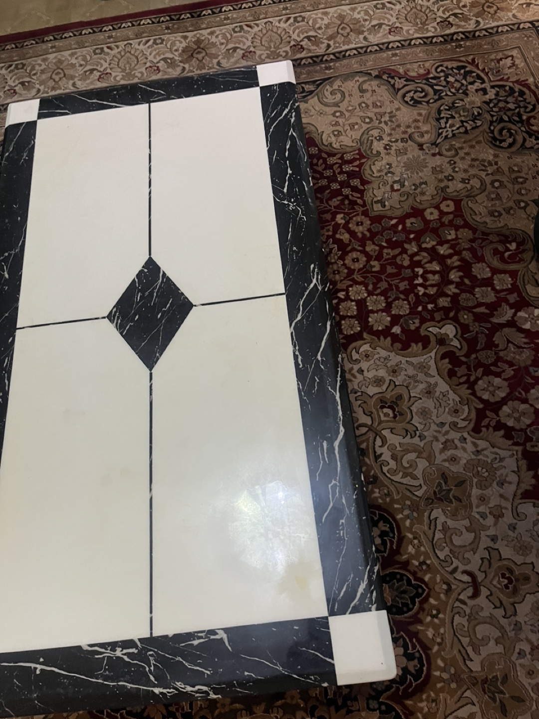 Black and White Marble Coffee Table with Iron Legs