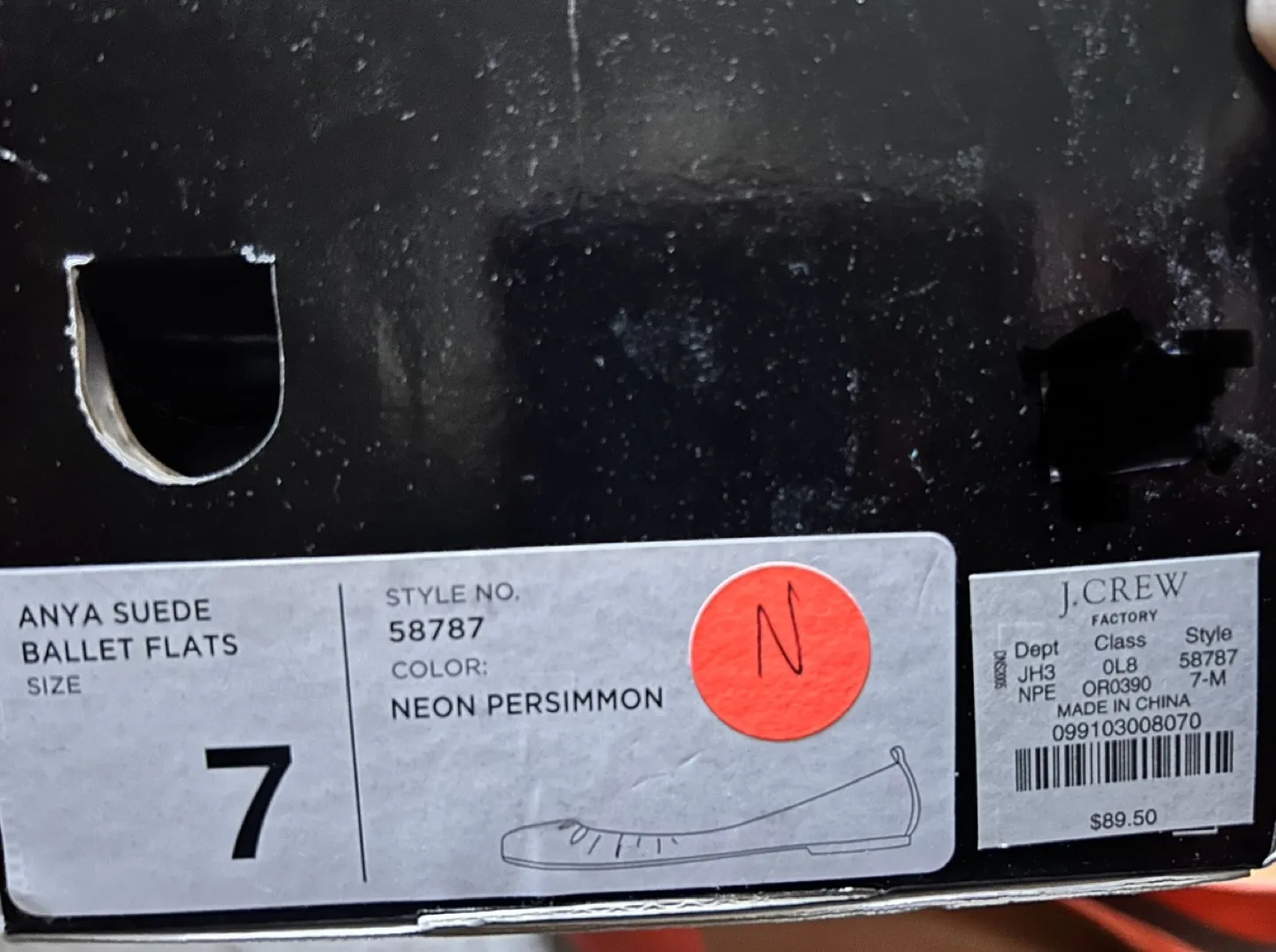 J.Crew Anya Suede Ballet Flats Neon Persimmon Size 7 image indicator(3)