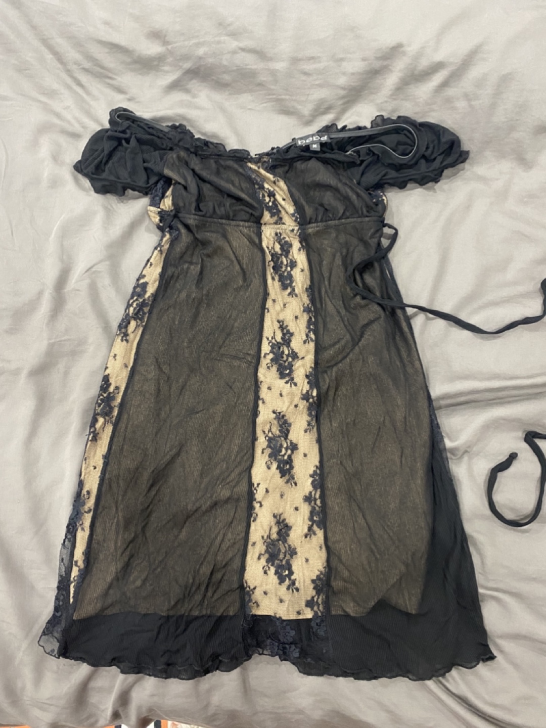 bebe Black Mesh Dress with Lace - photo 5