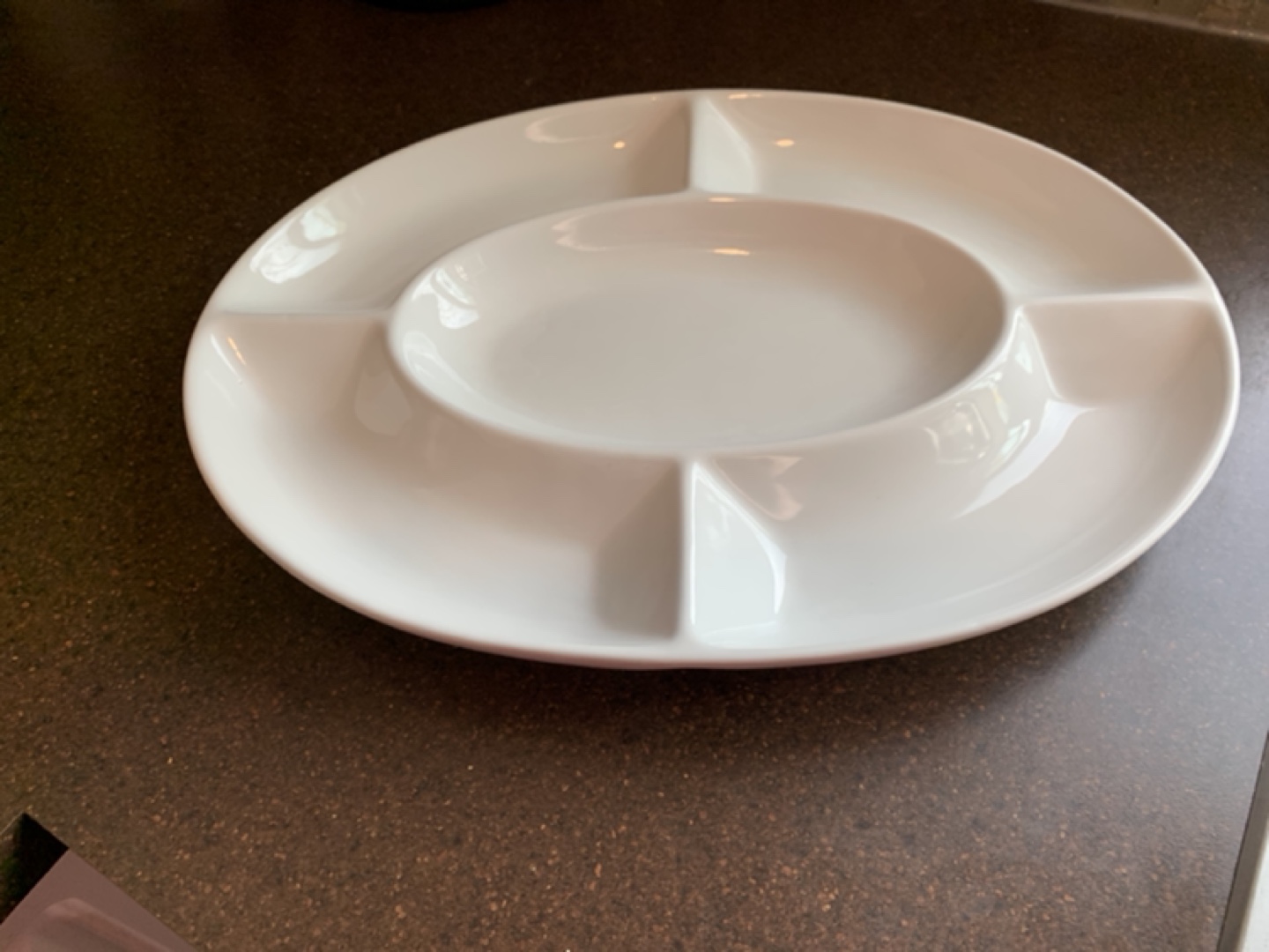 White Ceramic Serving Platter with Dips