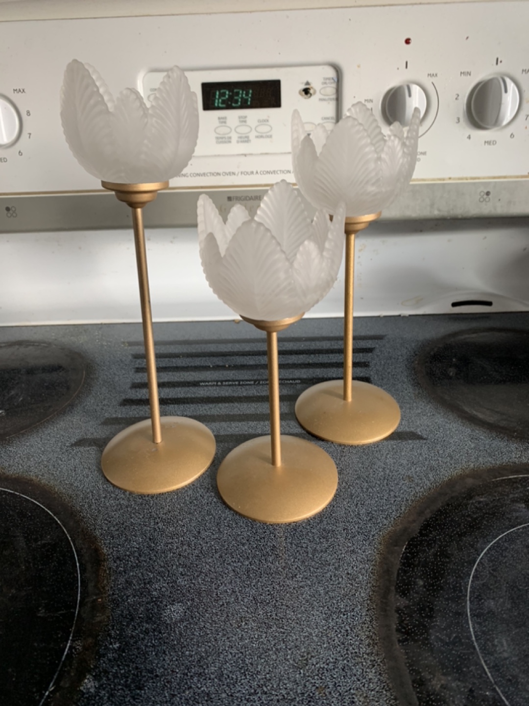 Set of 3 Gold Candle Holders