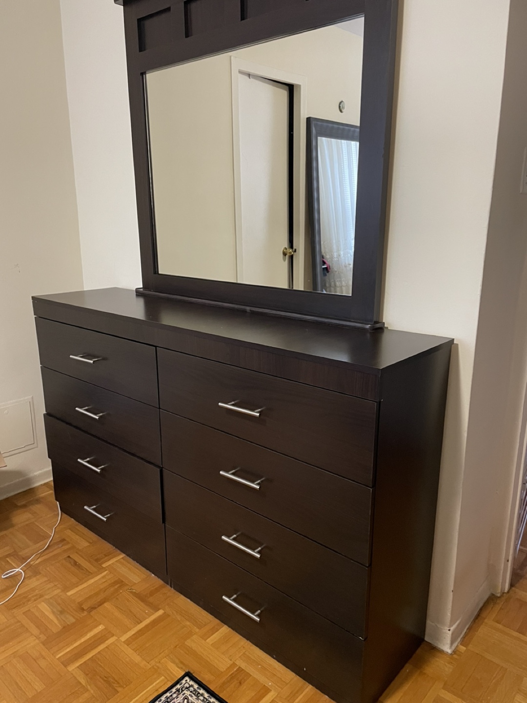 Dark Brown Dresser with Mirror