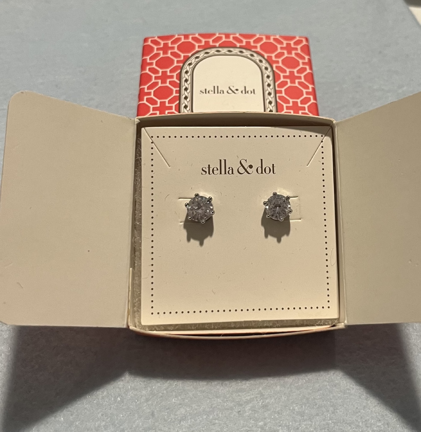 Stella & Dot Silver Cubic Zirconia Stud Earrings