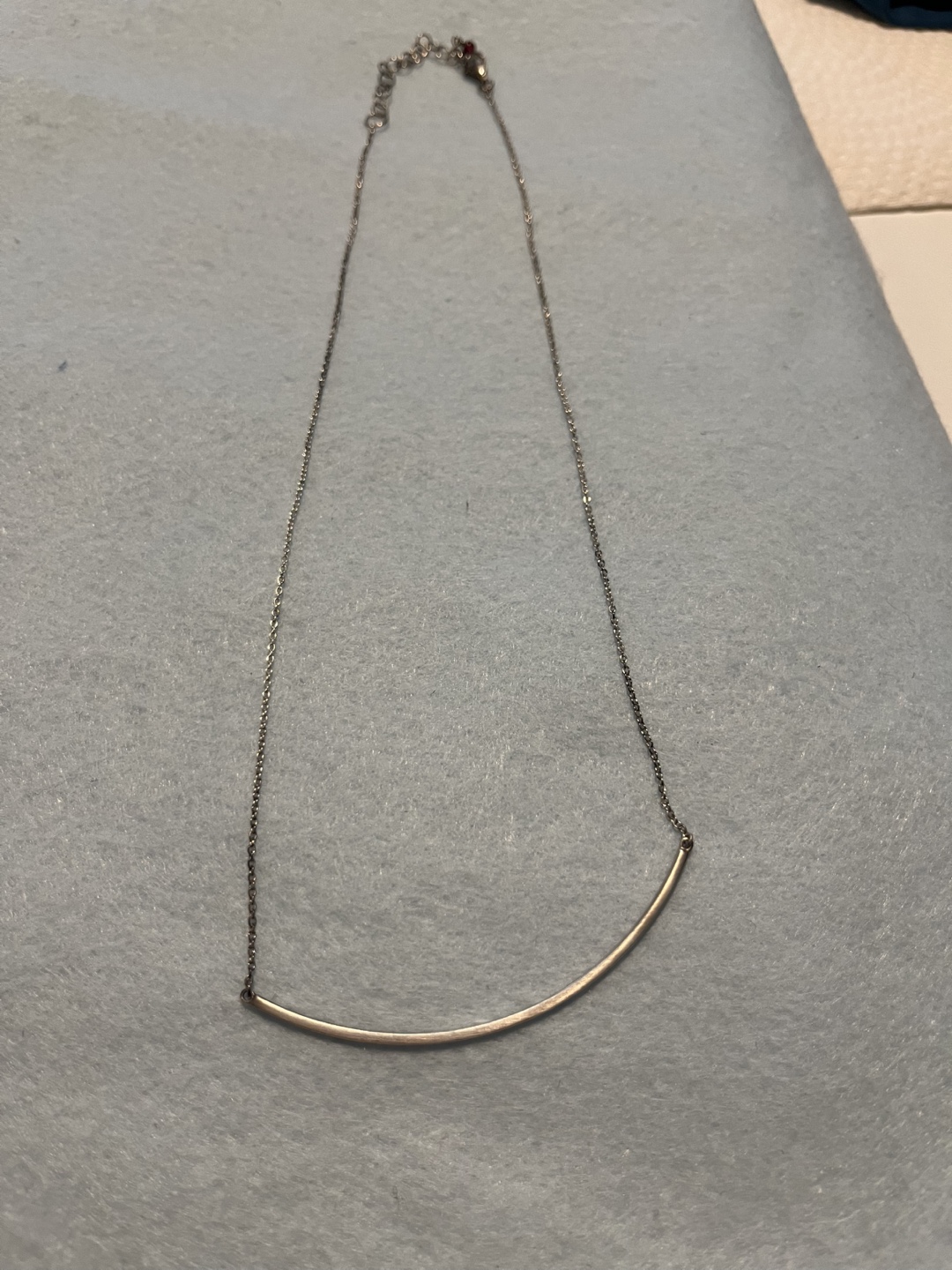 Silver Curved Bar Necklace