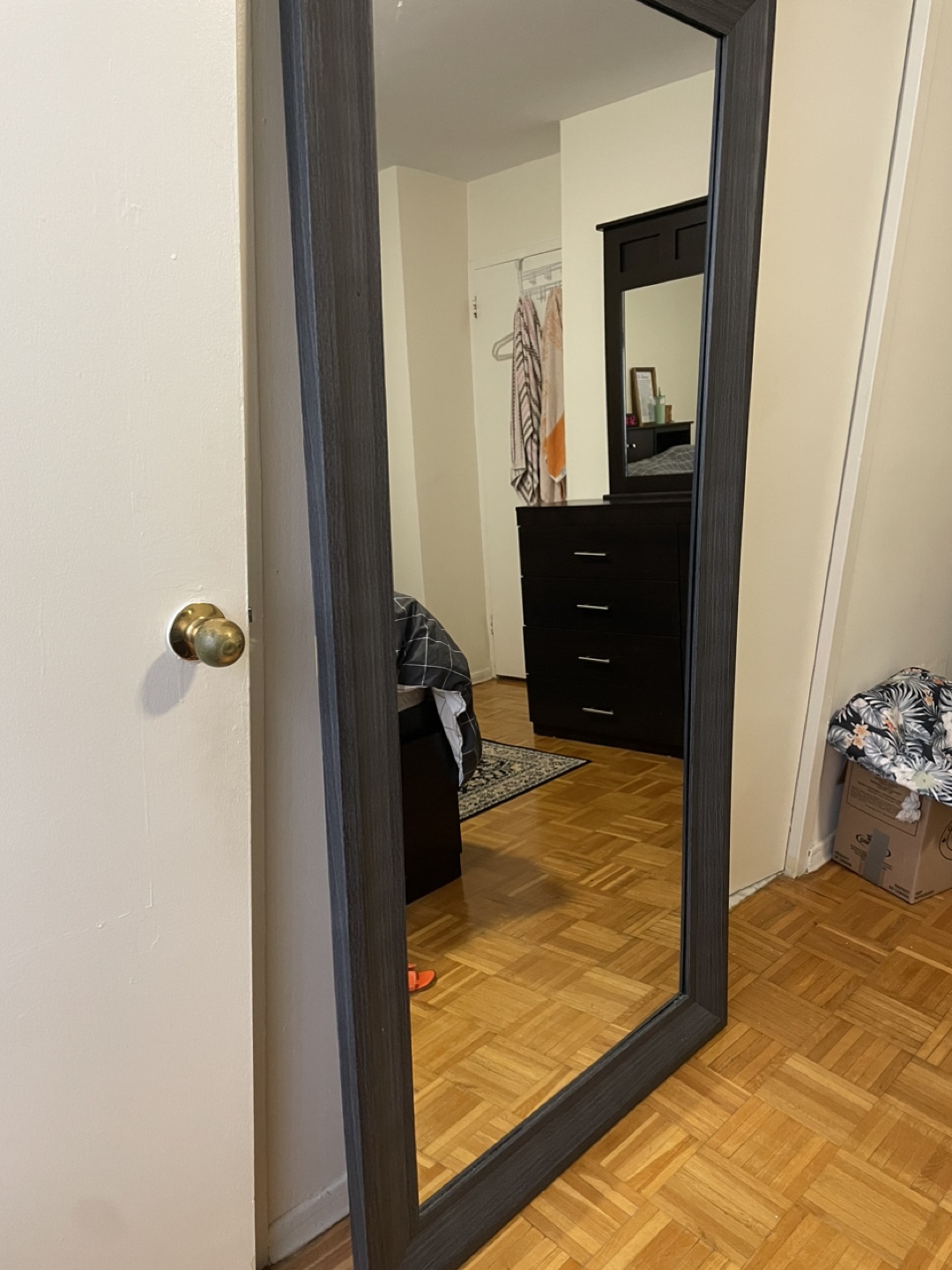 Full Length Mirror with Brown Frame