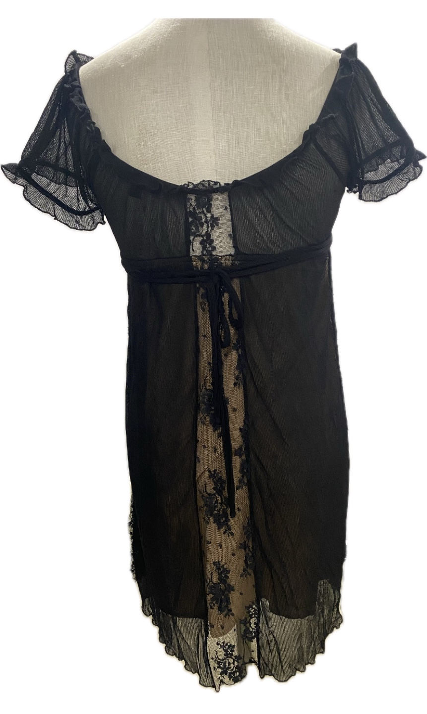 bebe Black Mesh Dress with Lace