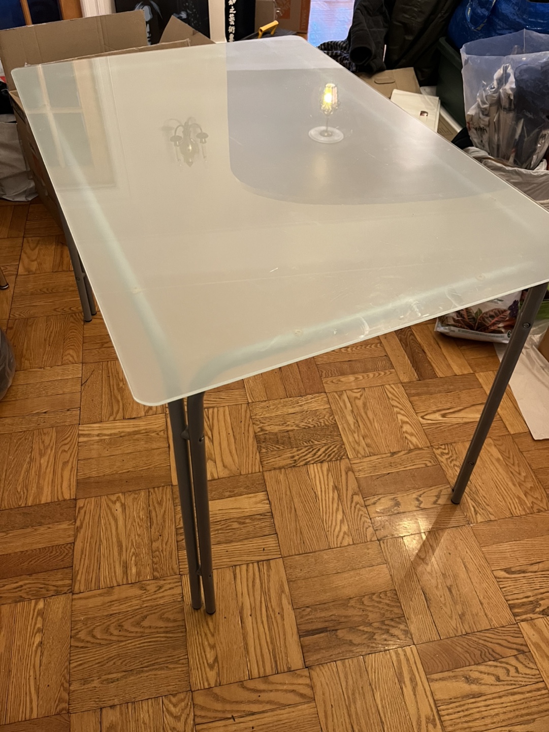 Free ikea Glass Table with Metal Legs