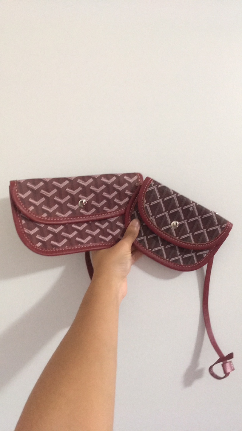 Set of 2 Burgundy Wine Red Pouch Clutch