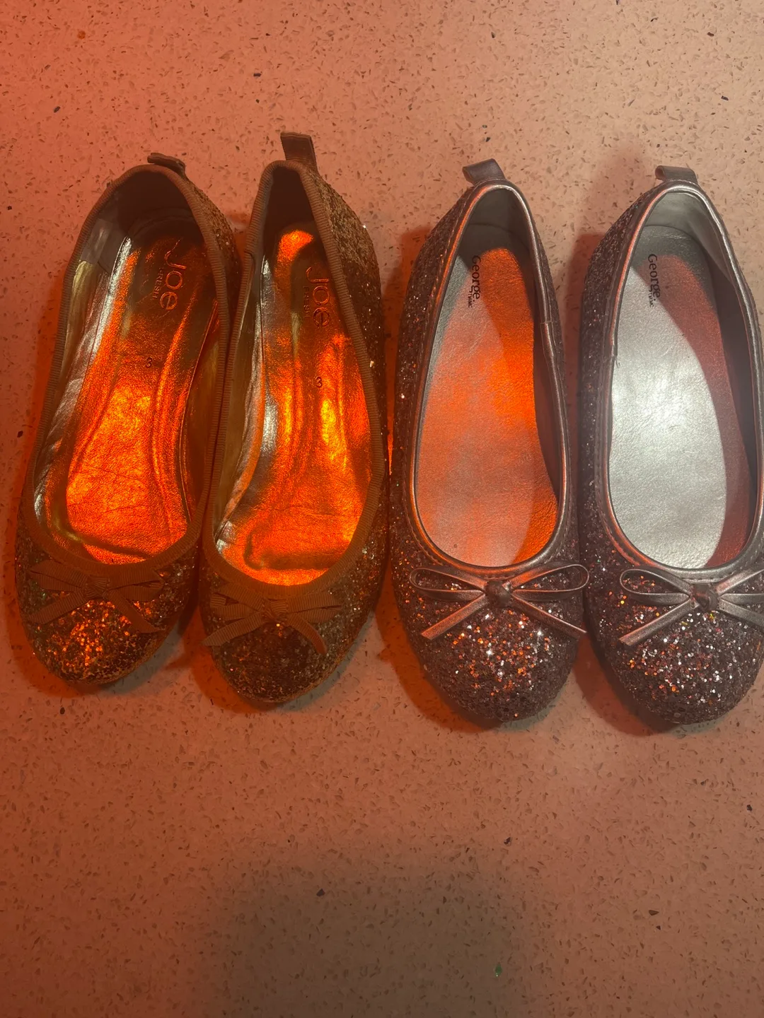 Girls' Gold & Silver Glitter Ballerina Flats image indicator(3)