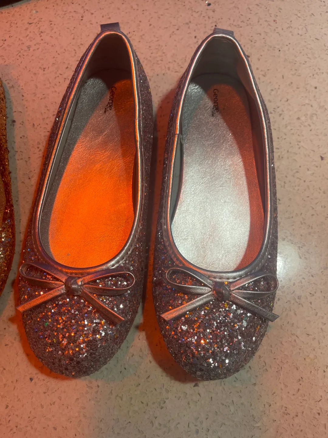 Girls' Gold & Silver Glitter Ballerina Flats image indicator(2)