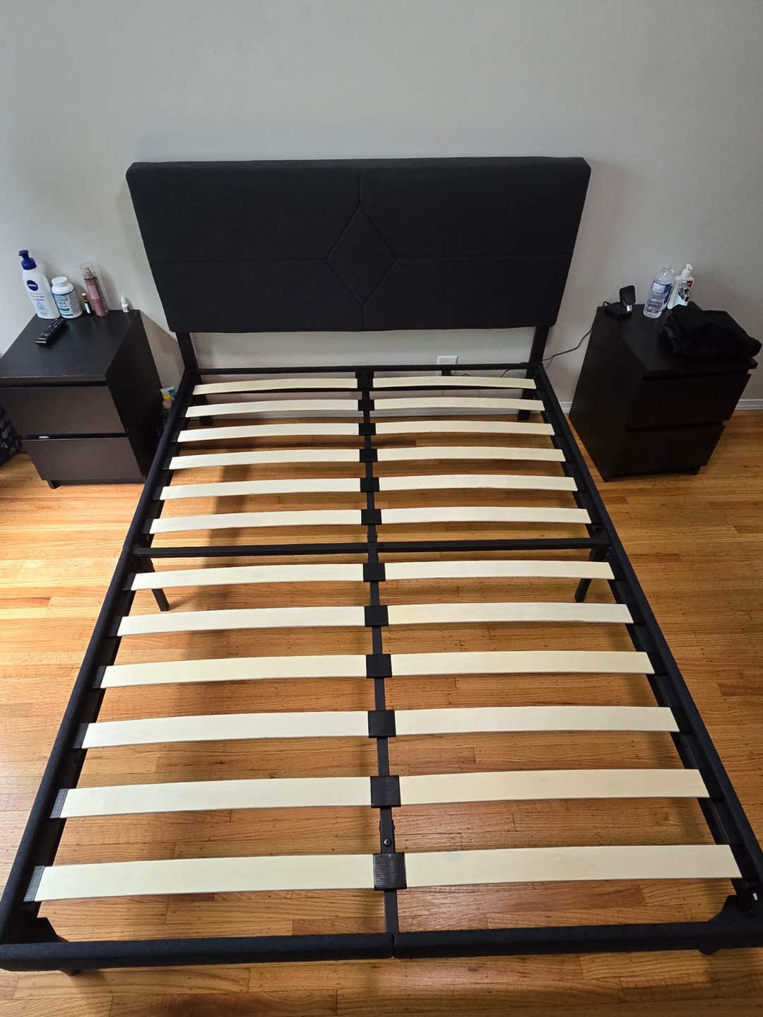 Queen Size Bed Frame Molblly Gray Upholstered