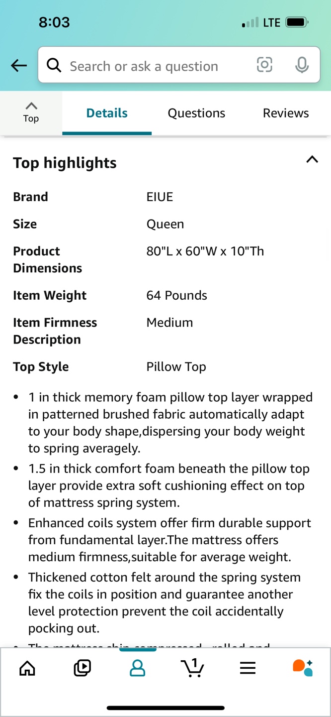 EiuE Queen Size Mattress 10 Inch Bed-in-a-Box Hybrid Mattress - photo 4