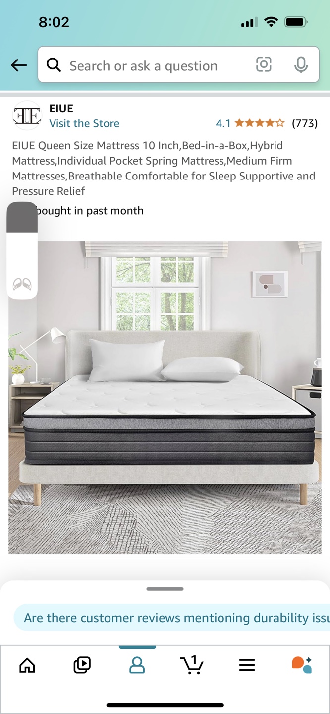 EiuE Queen Size Mattress 10 Inch Bed-in-a-Box Hybrid Mattress