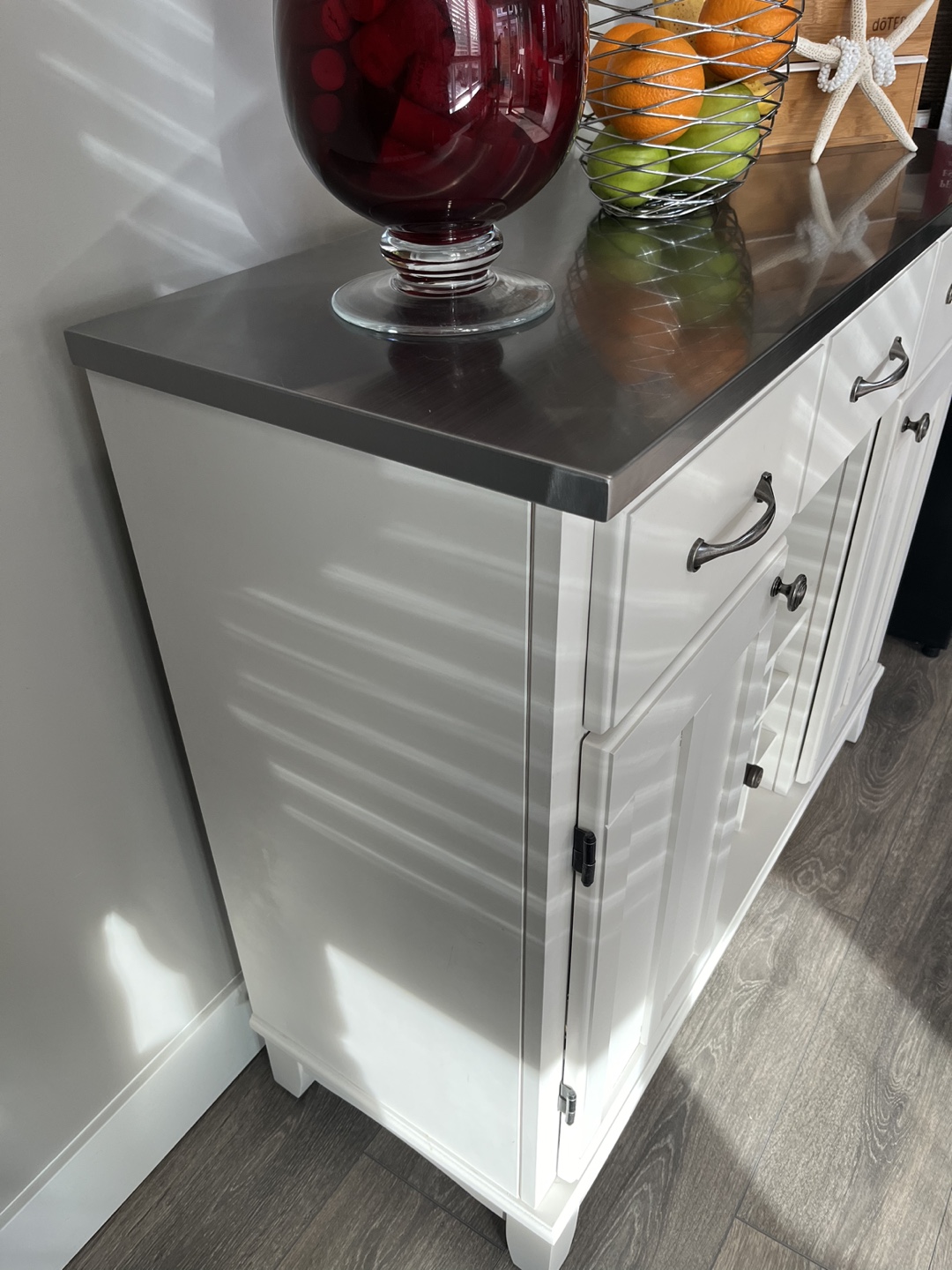 White Sideboard with Stainless Steel Top - photo 5